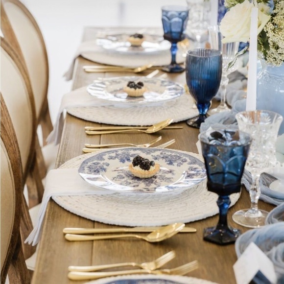 Vintage Blue Goblets Glasses Wedding Garden Party Kitchen - Picture 7 of 9